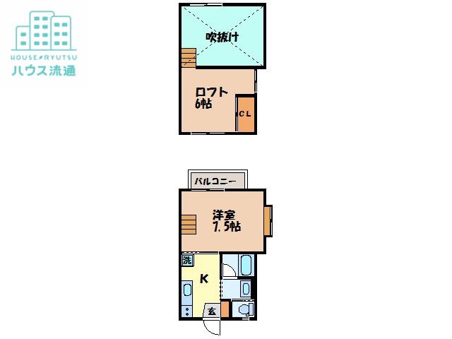 ニューハイ夢本尾II(1K/1階)の間取り写真