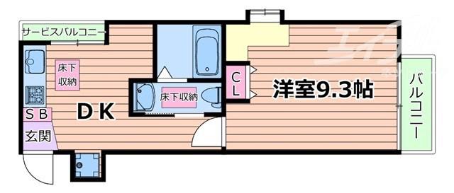 プルメリア新大阪(1DK/5階)の間取り写真