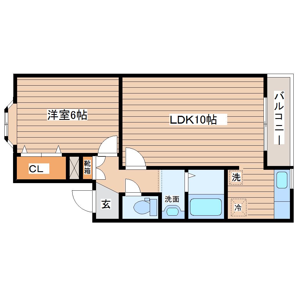 キャステール砂押I(1LDK/2階)の間取り写真
