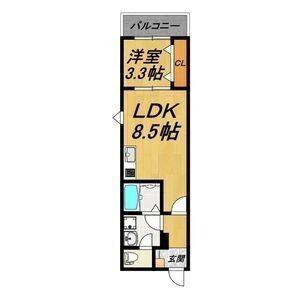 LE COCON 鳴海(1LDK/3階)の間取り写真