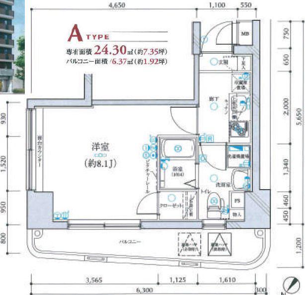 レグラス横浜西口(1K/7階)の間取り写真