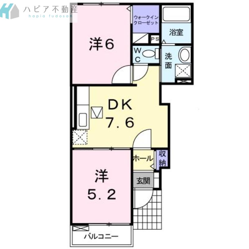 コリーヌ梅花(2DK/1階)の間取り写真