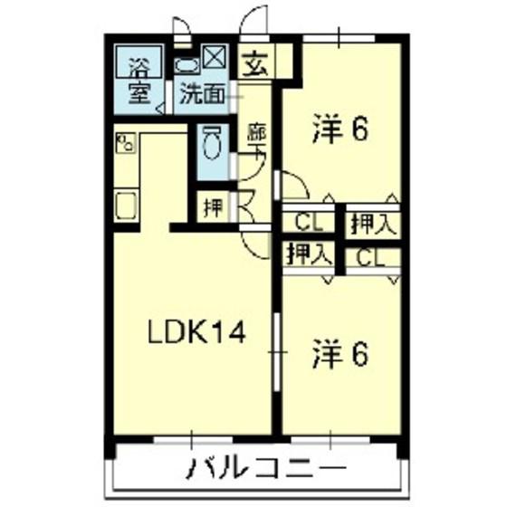 アベニュー山室(2LDK/4階)の間取り写真