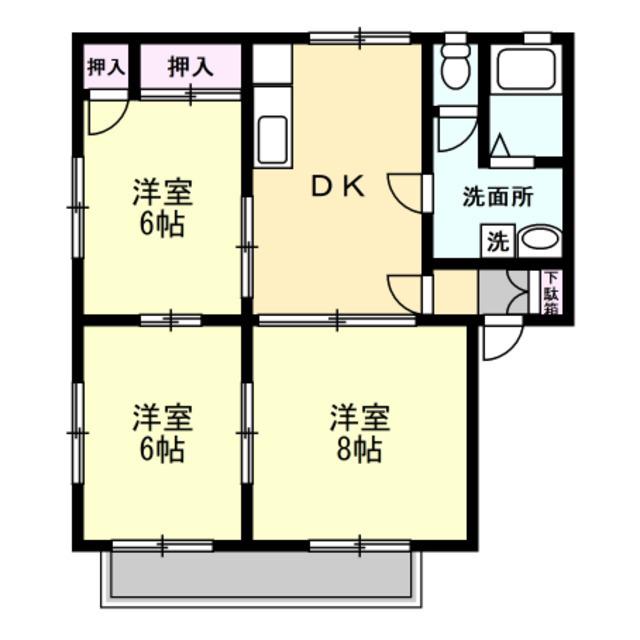 ガーデンハウスII(3DK/1階)の間取り写真
