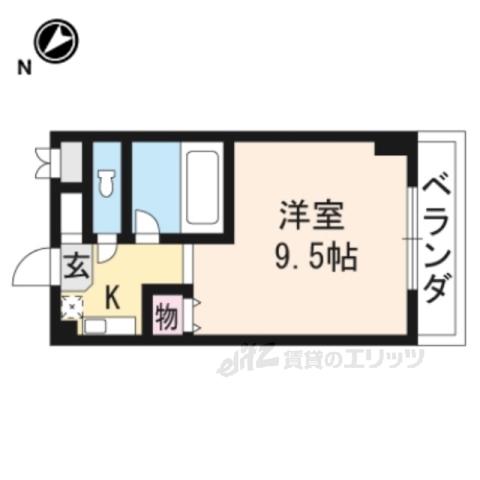 カルテットKOBORI B棟(1K/1階)の間取り写真