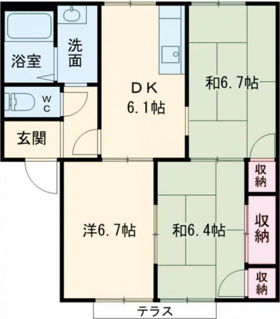 サンシャインハイツA(2LDK/1階)の間取り写真