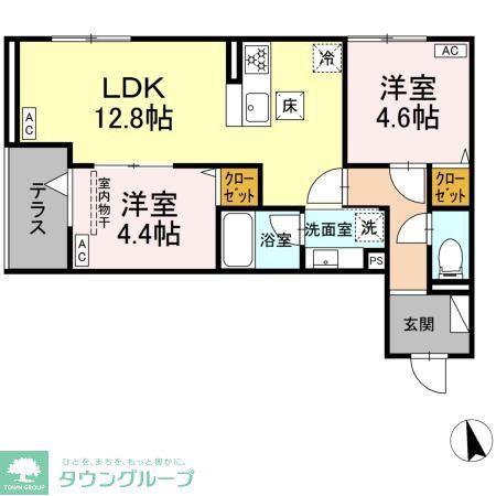 セレスティア東葛西 VI(2LDK/1階)の間取り写真