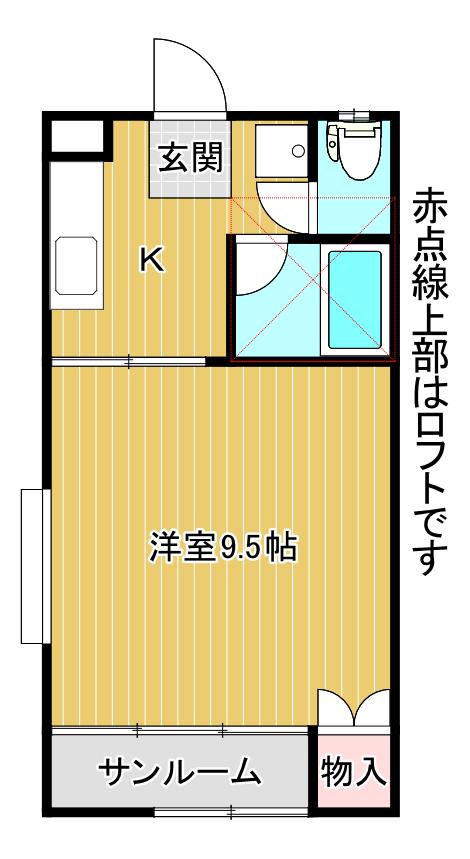 オータムポエム(1K/2階)の間取り写真