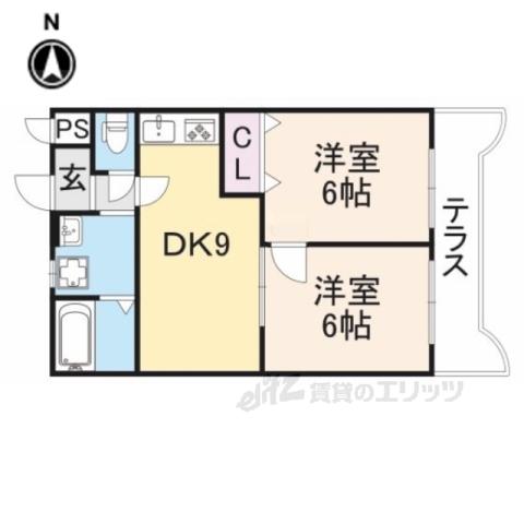 パール香芝(2LDK/3階)の間取り写真