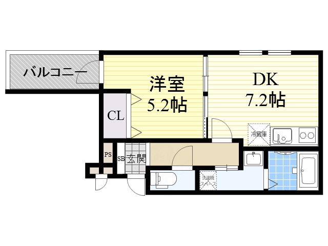フジパレス山之内2番館(1DK/3階)の間取り写真