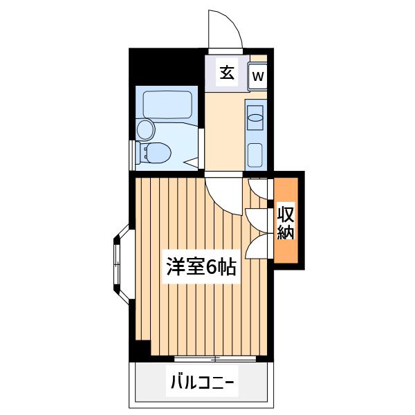 パークイン鶴見(1K/1階)の間取り写真