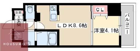 プライムコート神崎川(1DK/5階)の間取り写真