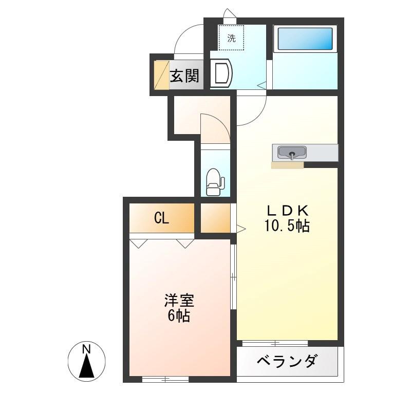 パークハイム中一の沢(1LDK/1階)の間取り写真