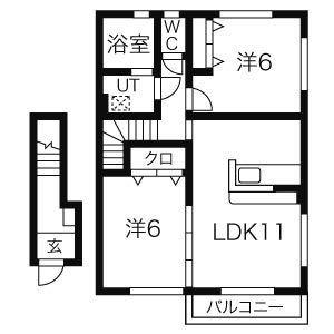 カーサアレグリア(2LDK/2階)の間取り写真