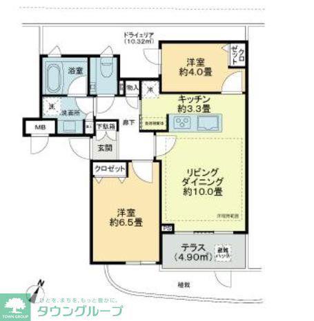 ロイヤルシーズン新宿柏木(2LDK/1階)の間取り写真