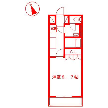 アシューレ ヒルズ(1K/2階)の間取り写真