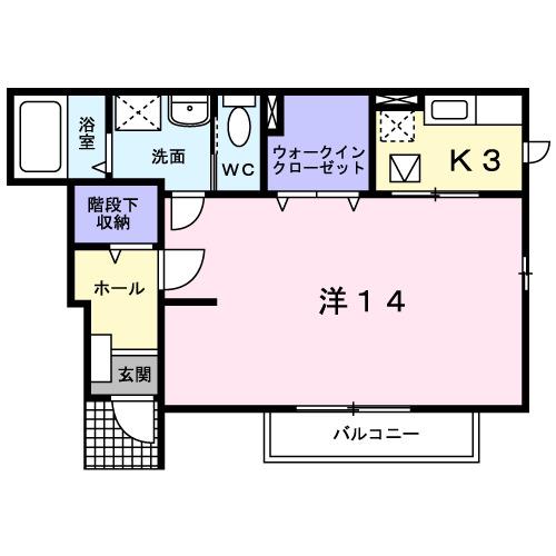 ラカサボニート(1K/1階)の間取り写真