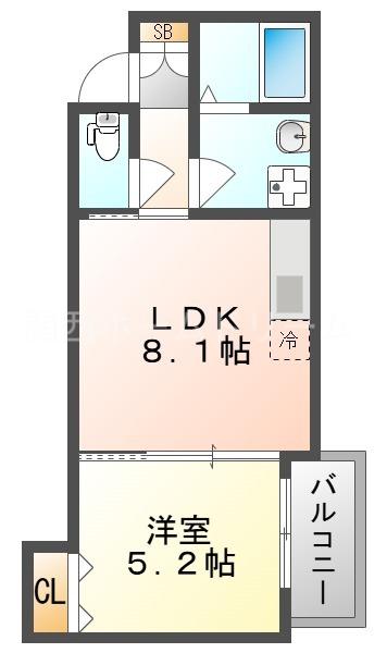 INOVE門真野里サウス(1LDK/3階)の間取り写真