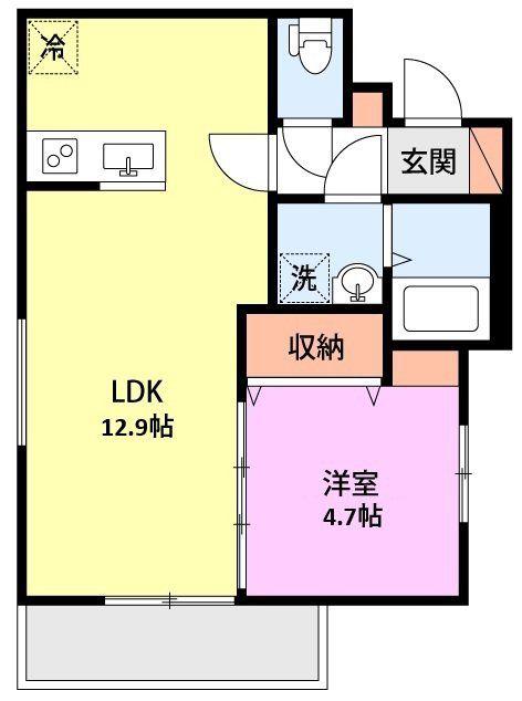 ミリアビタ夏見(1LDK/3階)の間取り写真
