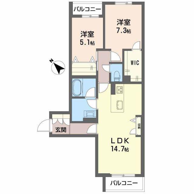シャーメゾン ルポア(2LDK/2階)の間取り写真