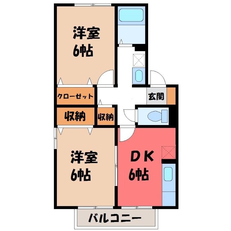 サニーウェル清里 A(2DK/1階)の間取り写真