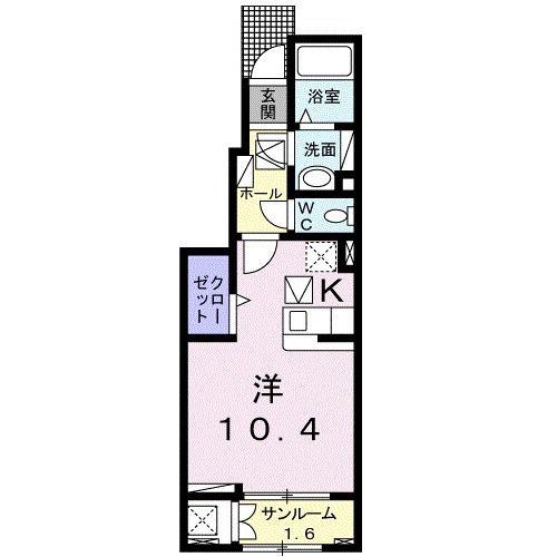 クレストI(1K/1階)の間取り写真