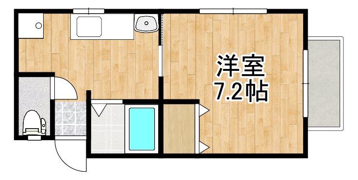 ソレイユ(1K/2階)の間取り写真
