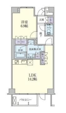 小田急線 代々木八幡駅 徒歩2分 4階建 築7年(1LDK/2階)の間取り写真