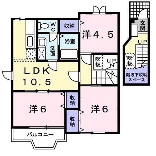 サニーヴィラ壱番館(3LDK/2階)の間取り写真