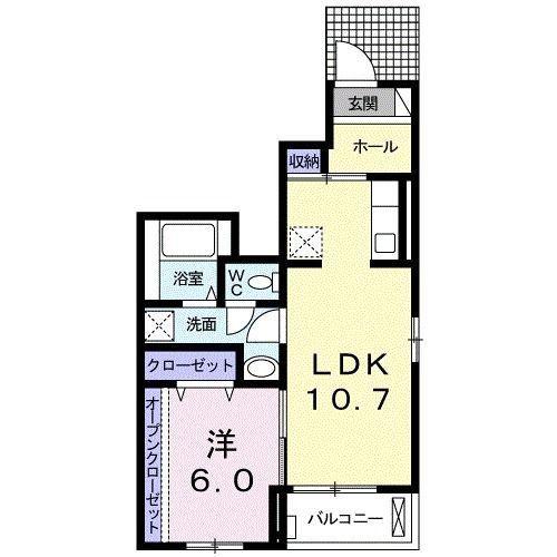 ラ エテルノ フィオーレ(1LDK/1階)の間取り写真
