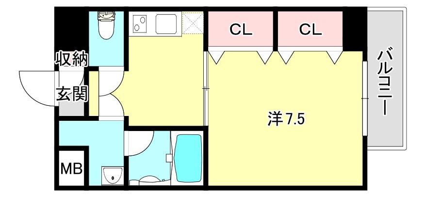 S-FORT神戸小河通(1K/4階)の間取り写真