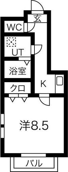 ヨーロピアンシャレー諸の木(1K/1階)の間取り写真