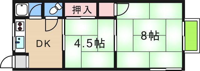 ビスタ安立(2K/1階)の間取り写真