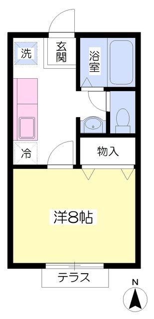 ヒルズ飯田(1K/1階)の間取り写真