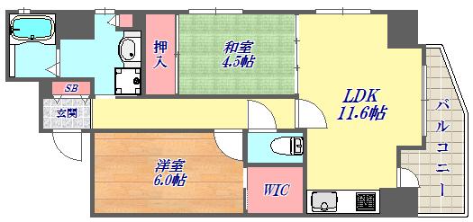 アーバネックス元町通(1SLDK/12階)の間取り写真
