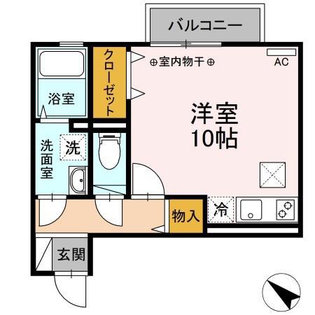 CUBE-AI(ワンルーム/1階)の間取り写真