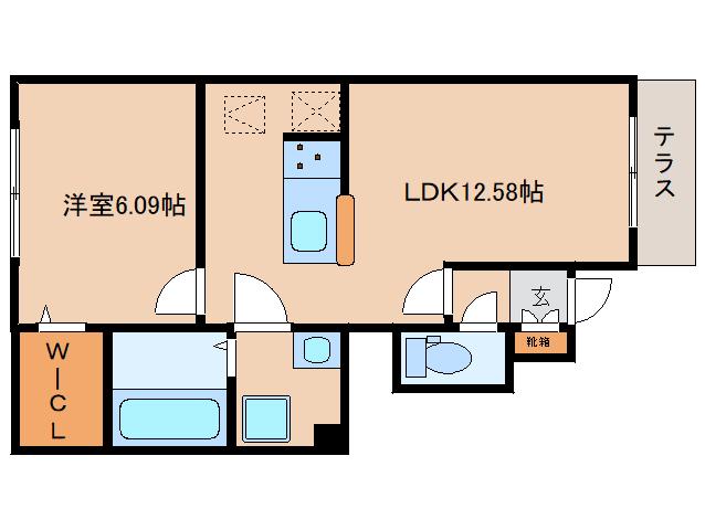 ウインドウII(1LDK/1階)の間取り写真