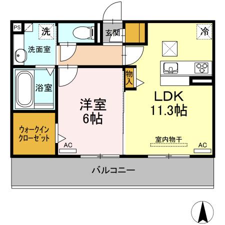 エスポワールII(1LDK/1階)の間取り写真