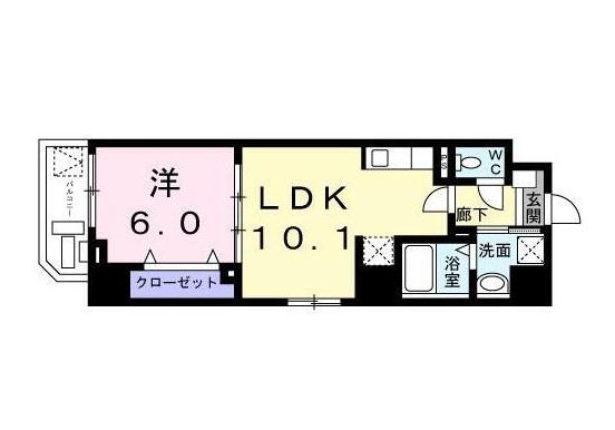ジーヴイ アリイ アサクサ のあち(1LDK/7階)の間取り写真
