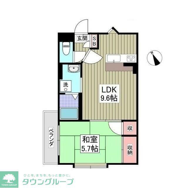 ランドール坂戸(1LDK/5階)の間取り写真