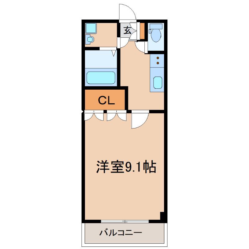 グランディール(1K/1階)の間取り写真