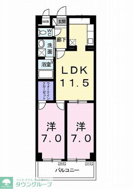 グラン・ルミエール(2LDK/2階)の間取り写真