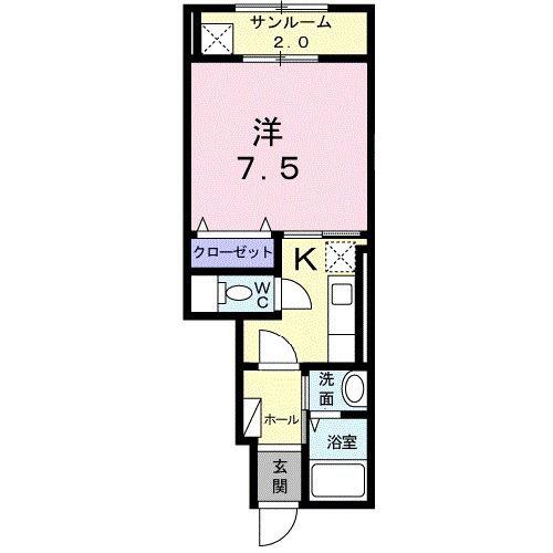 エクラワン(1K/1階)の間取り写真
