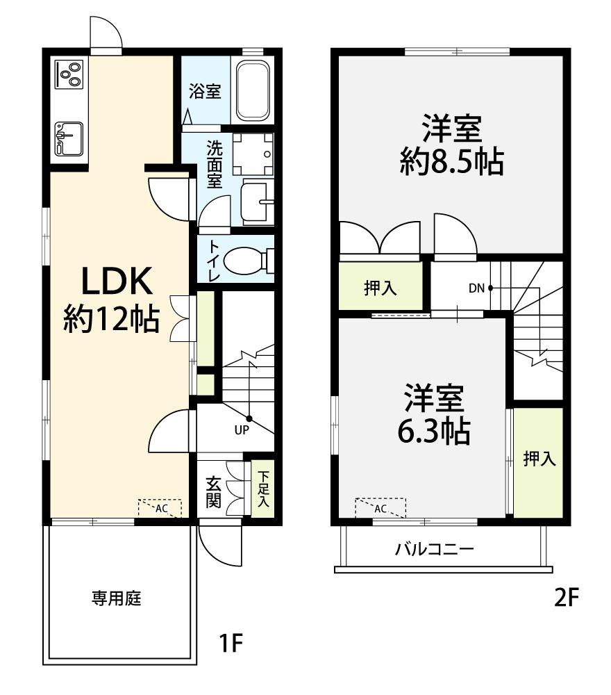 グランパレ成城(2LDK/1階)の間取り写真