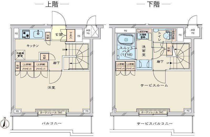 ルーブル川崎鷺沼(1SK/2階)の間取り写真