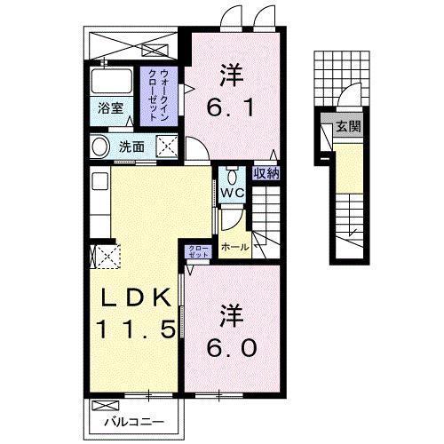 フランベル A(2LDK/2階)の間取り写真