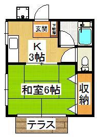 初美ハイツ(1K/2階)の間取り写真
