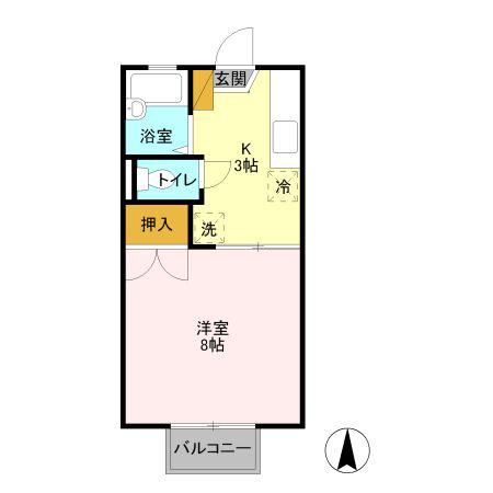 タカダハイツ(1K/1階)の間取り写真