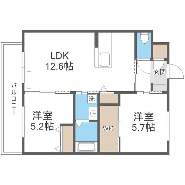 SUN PEARL HILLS(2LDK/1階)の間取り写真