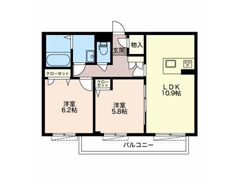グランベレオB(2LDK/1階)の間取り写真